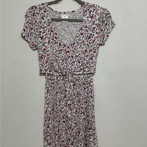 No Boundaries Pink and Black Wrap Midi Dress with Flutter Sleeves